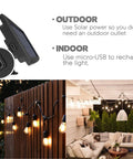 Outdoor Solar String Lights With 15 LED Bulbs Waterproof Outdoor Lights For Garden Yard Deck 44 Ft Length setup