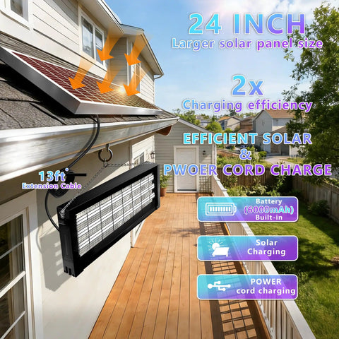 Installed Boss Level Solar Bug Zapper Outdoor For Up To 4000 Sq Ft, Rechargeable Mosquito Killer With 18W Panel on house siding