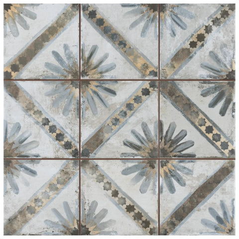 Harmonia Marrakech Blue 13x13 Ceramic Tile For Floor And Wall Use, Glazed With Subtle Texture And Low Sheen, Durable PEI IV Rated