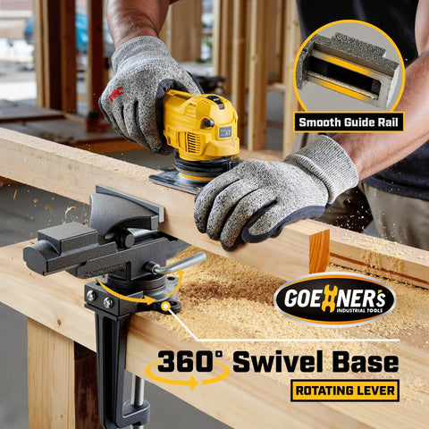 3.3 Inch Bench Vise For Woodworking And Metalworking Heavy Duty Cast Iron Clamp Vise With 360 Degree Swivel Base in use