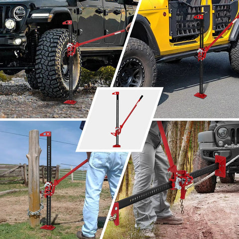 3 Ton Heavy Duty Ratcheting Farm Jack for Off Road Recovery and Utility Lifting Up to 25 Inch Range in various field uses