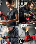 Straight Up Heavy Duty Cordless Heat Gun With Digital LCD Display And 350W Rapid Heating Power used for food preparation and DIY tasks.
