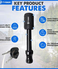 Beefy Hitch Lock Pin With Locking Key For 2 Inch Receivers, 5/8 Inch Pin, Weatherproof Anti Theft, Heavy Duty Security Lock shown