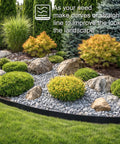 4 Inch Tall 20Ft Landscape Edging Kit With 30 Metal Staples Plastic Garden Border installed in garden with curve