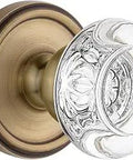 Georgetown Rosette With Bordeaux Crystal Privacy Knob, 2.375 Inch Backset, Vintage Brass, Solid Forged Brass Build