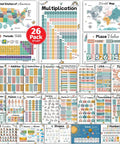 Boho Themed 26 Poster Set For Kids Laminated 17x11 Educational Wall Decor With 50 Designs Covering Alphabet Chart and More