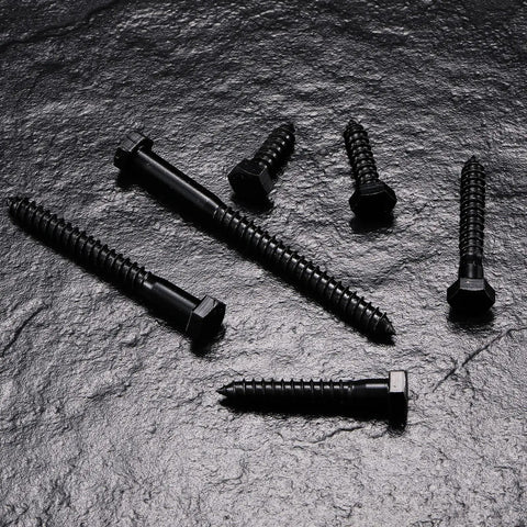 Durable One Quarter Inch By Two Inch Lag Screws Set Twenty Pieces Hex Head Wood Bolts Black Oxide Made From 304 Stainless Steel Eighteen Eight Grade