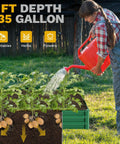 Raised Garden Bed Kit 6x3x1 Ft Outdoor Galvanized Metal Planter Box With Gloves, used for vegetables and herbs, side view