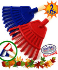 Heavy Duty Wooden Kids Lawn Rakes Set Of 2 30.5 Inch Rakes With Plastic Head And Handle Red And Blue Colorful Garden Tools