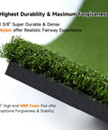 Close-up of Durable 4 By 5 Feet Golf Hitting Mat With 2 Inch Thick Nylon Turf And Premium NBR Foam Base showing layered construction.