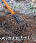 Heavy Duty Garden Cultivator With 4 Tines And Fiberglass Handle, 58 Inch steel head loosening soil in garden
