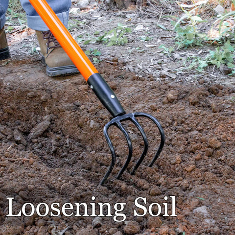 Heavy Duty Garden Cultivator With 4 Tines And Fiberglass Handle, 58 Inch steel head loosening soil in garden