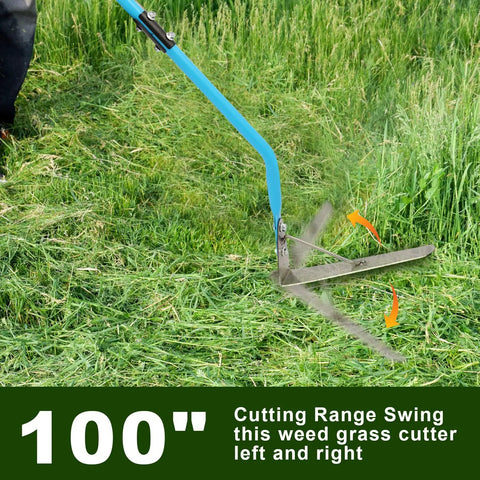 Double Edged Sickle With 304 Stainless Steel Sharp Blade For Garden Weed Cutter Tool cutting grass, blue handle