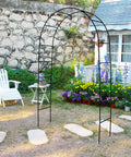 Sturdy Iron Garden Pergola Arbor 7.9 Feet High By 4.6 Feet Wide Ideal Wedding Garden Arch in backyard setting