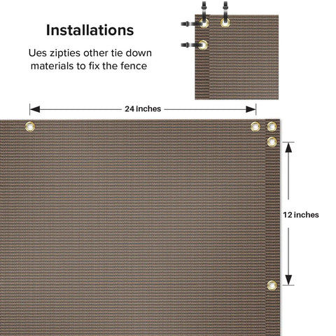Balcony Privacy Fence Screen 3 Ft By 12 Ft Mesh Windscreen For Deck Porch Backyard Patio UV Blocking HDPE In Brown with brass grommets