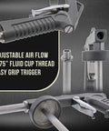Built Tough Pneumatic Undercoating Spray Gun And Auto Rust Proofing Applicator With Smooth Texture Control For Truck Bed Liners showing adjustable airflow and easy grip trigger.