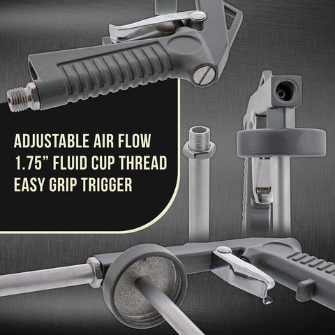 Built Tough Pneumatic Undercoating Spray Gun And Auto Rust Proofing Applicator With Smooth Texture Control For Truck Bed Liners showing adjustable airflow and easy grip trigger.