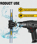 Badass Mini Drill Pump Adapter Hella Fast Fluid Transfer For Water Diesel Motor Oil Suction Extraction Tool in use with water flow