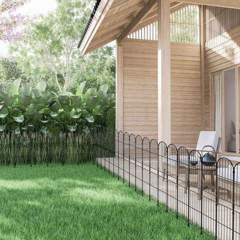 38 Inch High Arched Decorative Garden Fence With Plastic Stakes For Easy Assembly 10 Feet Long Rustproof Metal Wire Border Fence installed outdoors
