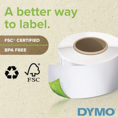 Heavy Duty Square Labels For Labelwriter Printers Hella Strong Sticky Backing Barcode Stickers one inch roll showing BPA free label.