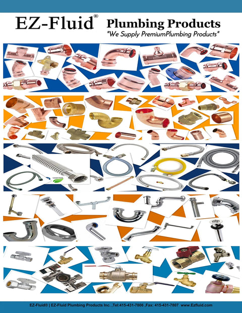 Variety of plumbing products including 100 Pack 1 Inch Copper Male NPT Adapter Lead Free Copper C X MIP Sweat To Sweat Fittings.