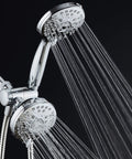 High Pressure 48 Mode Luxury 3 Way Shower Combo With Dual Rain And Handheld Shower Head, Extra Long 6 Ft Hose, All Chrome Finish
