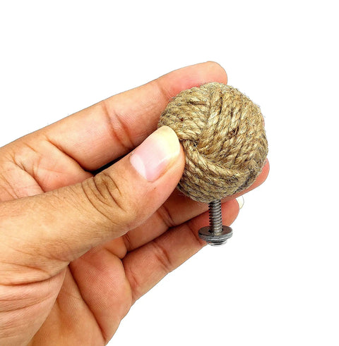 Handmade Jute Rope Drawer Knobs Set Of 6 Rope Knot Cabinet Pulls For Doors Wardrobes And Cupboards Dope Nautical Decor 36 Millimeters Long Screws Included Easy Install, jute knob with screw