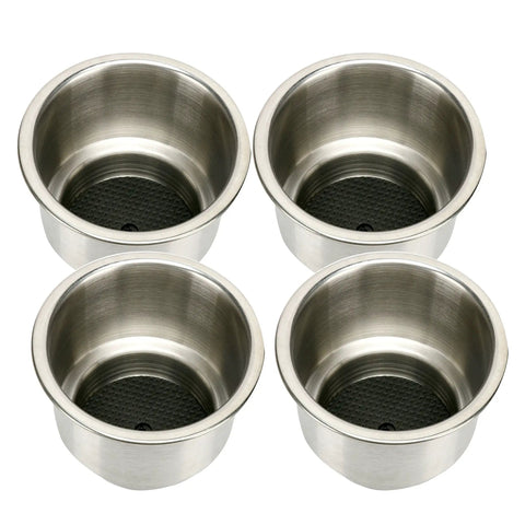 Stainless Steel Cup Drink Holder Set With Drain For Marine Boat RV Camper 4 Pack Self Draining Recessed Cup Holders Corrosion Resistant