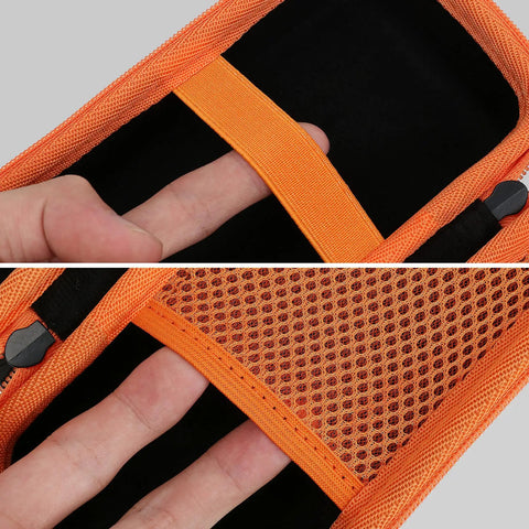 Interior view of Rugged Protective Case For Klein Tools MM325 MM300 MM400 69355 69149P Electrical Test Kit with net pocket and strap