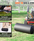Tow Behind Lawn Roller 400Lb Sand Or Water Filled Yard Roller With Heavy Duty Steel Frame And LLDPE Drum attached to ATV