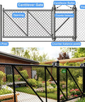 Nylon Cantilever Sliding Gate Rollers With Covers Heavy Duty Gate Roller Hardware Pack Of 4 For Four Inch Round Posts And Two And Three Eighths Inch Or Two And A Half Inch Gate Frames installed on black chain-link gate
