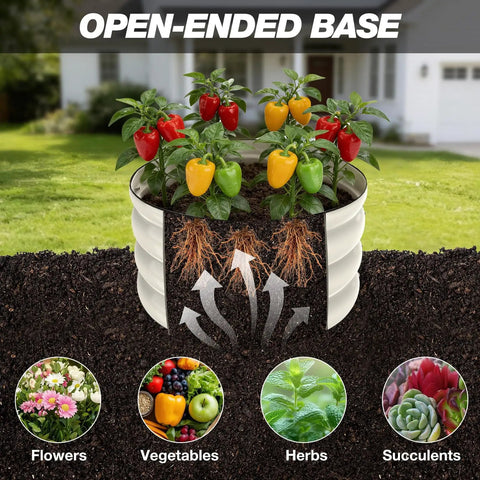 Galvanized Raised Garden Bed Kit With Three 2x2x1ft Round Planter Beds All In One Mini Seed Spreader And Disk Seeder