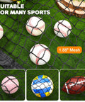 Heavy Duty Softball Batting Cage Net For Backyard Practice With Easy Net Door 55x12x12ft Baseball Pitching Cage showcasing mesh size