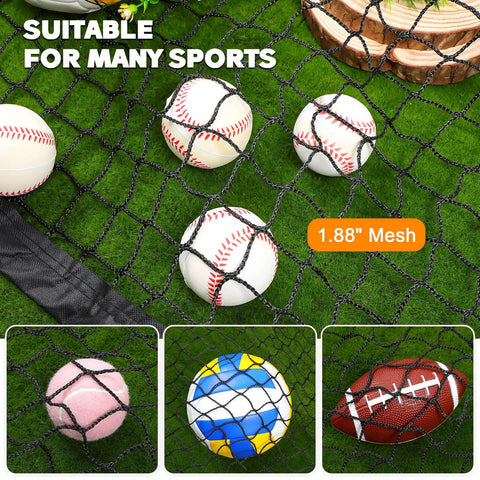 Heavy Duty Softball Batting Cage Net For Backyard Practice With Easy Net Door 55x12x12ft Baseball Pitching Cage showcasing mesh size
