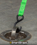 Green 6 Foot Padded Ratchet Straps 1 Inch Wide 2 Pack, 1500 Pound Break Strength hooked to truck anchor point.