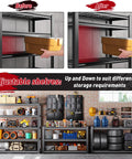 Heavy Duty Garage Shelving Unit 2500 Lbs Total Load, 5 Tier Metal Shelves With Tool Storage Bag, adjustable shelf height in garage