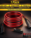 SAE To SAE Extension Cable 12 Foot 16 AWG With 2 Pin Quick Connect Polarity Reversal Adapter coiled with connectors