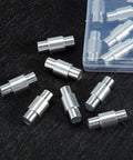 16 Piece Inline Skate Spacers Aluminum Axle Spacers For 6mm Axles Inline Bearings Speed Spacer Kit To Cut Friction Extend Bearing Life Easy Install Durable Inline Skates Gear, showing individual spacers on a dark surface.