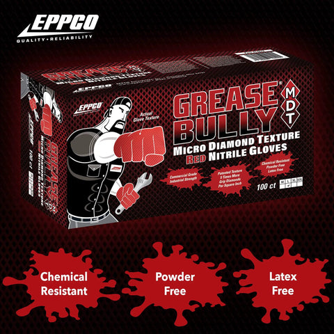 Top Shelf Red Nitrile Work Gloves 7 Mil Thick Box Of 100 Powder Free Latex Free Textured Palm Secure Grip For Mechanics And Auto Shops Commercial Grade Badass Strength Large Fit packaging with design and details.