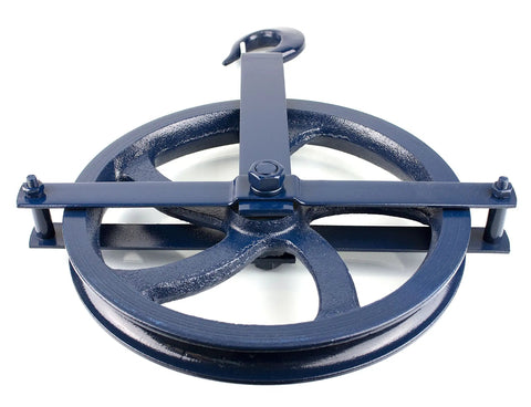 Heavy Duty 12 Inch Gin Wheel Block Set Of 2 For Rope Handling With Working Load Limit 1000 Lbs Compatible With Seven Eighths Inch And One Inch Rope Drop Forged Swivel Hook With Latch Navy Blue