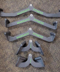 Solid Steel Lat Pull Down Bar Attachment For Cable Machines, V Bar And T Bar Combo with ergonomic grips on carpet