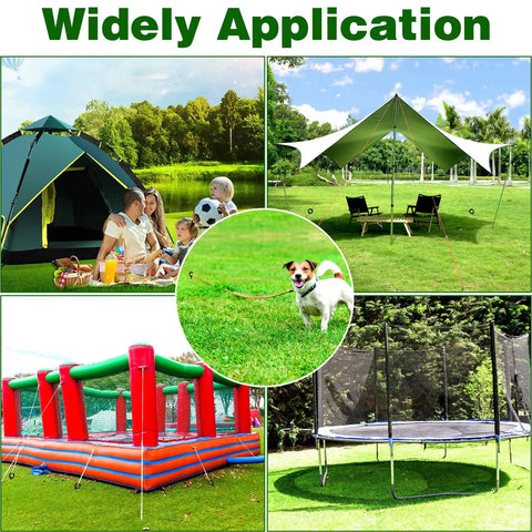 Heavy Duty 18 Inch Screw In Ground Anchors 4 Pack With Spiral Auger Stakes for tents, trampolines, and more in outdoor settings
