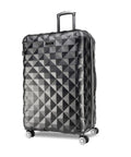 Kenneth Cole REACTION Diamond Tower 28-inch hardside expandable spinner luggage, black with geometric diamond pattern, front view