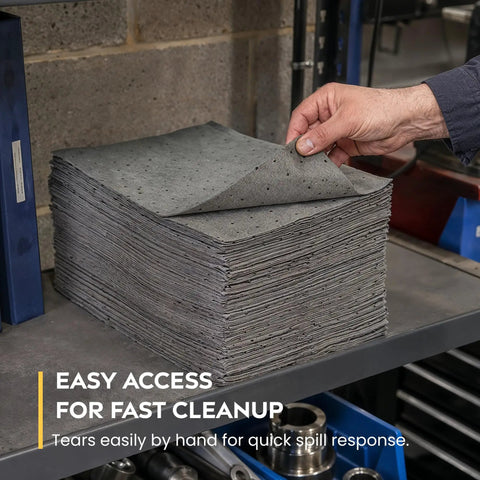 Heavy Duty Universal Absorbent Pads 10 X 13 Inch 100 Pack No Sweat Cleanup Tough As Nails Pads Soak Up Oil Coolant And Hydraulic Fluid Instantly For Garage Shop Or Warehouse Use Without The Hassle