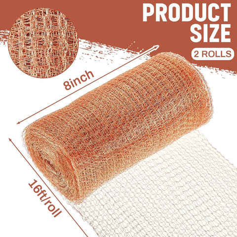 Two Rolls Of 8 By 32 Ft Copper Mesh For Rodent And Pest Control Rustproof Copper Wool Gap Blocking Garden Mesh DIY Hole Filler