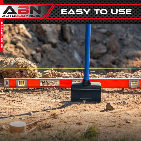 10 Lb Rubber Mallet Dead Blow Hammer For Woodworking And Automotive Use, 35 Inch Handle, outdoors on dirt