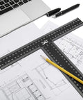 Top Notch Durable Carbon Steel T Square Ruler 45 CM Pro Drafting Tool for Architects, Engineers and Artists Double Sided with Inches and Centimeters