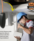 Wire Pulling System With Magnetic Tool Kit For Easy Cable Routing And Wall Installations in use by person holding cables