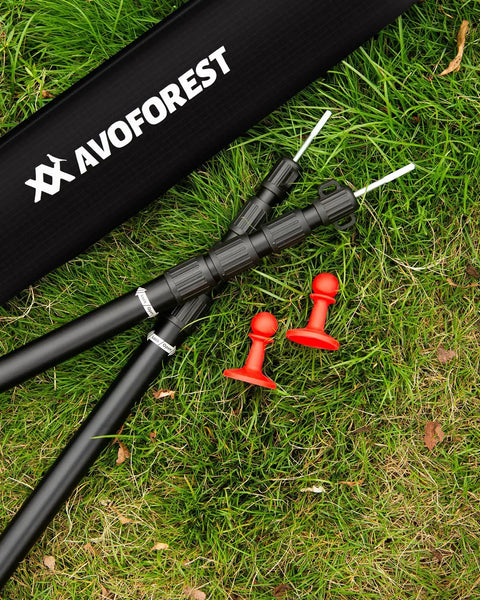 Beefed Up Heavy Duty Adjustable Tarp Poles 8.7Ft Telescoping Aviation Aluminum Canopy Poles with caps on grass