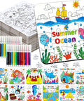 24 Piece Summer Crafts Kit For Kids Ages 4 To 8, Ocean Theme Coloring Puzzles With Mermaid, Fish, Starfish, Crab And Shells